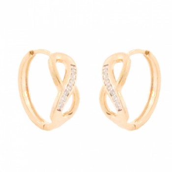 Brinco argola pequena infinito liso e zirconia cristal. 10x2mm. 150783