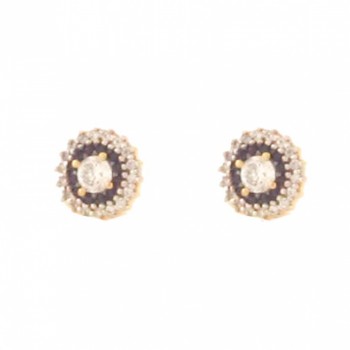 Brinco chuveiro redondo zirconia cristal e zirconia negra. 150829