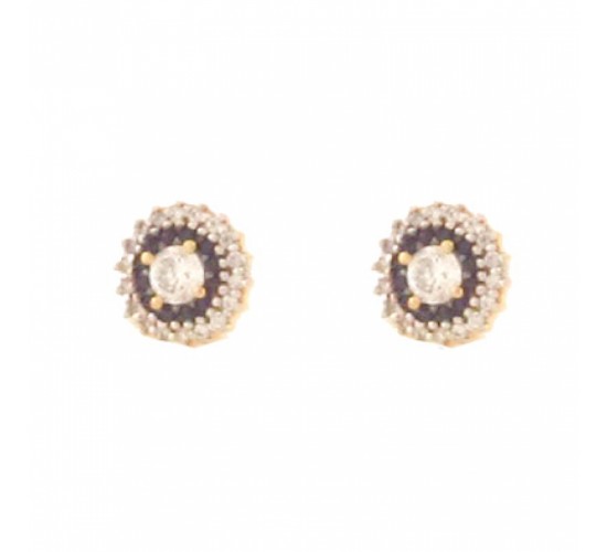 Brinco chuveiro redondo zirconia cristal e zirconia negra. 150829
