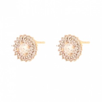 Brinco chuveiro redondo pedra maior cristal com zirconia cristal em volta. 5mm. 150830