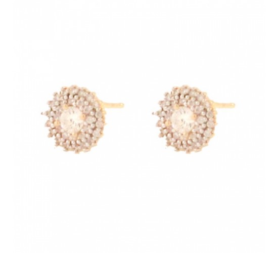 Brinco chuveiro redondo pedra maior cristal com zirconia cristal em volta. 5mm. 150830