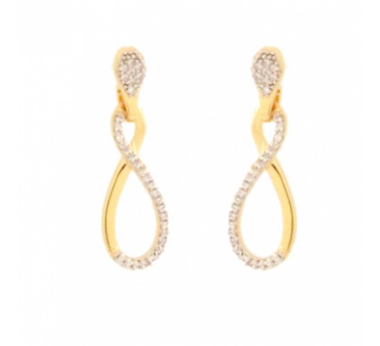 Brinco infinito zirconia cristal e liso. 23x4mm. 150833