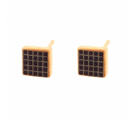 Brinco chuveiro quadrado zircopnia negra. 2x2mm. 150873