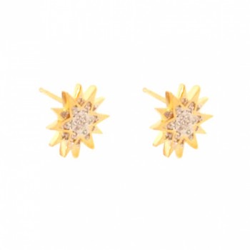 Brinco estrela 12 pontas com zirconia cristal. 8x8mm. 150885