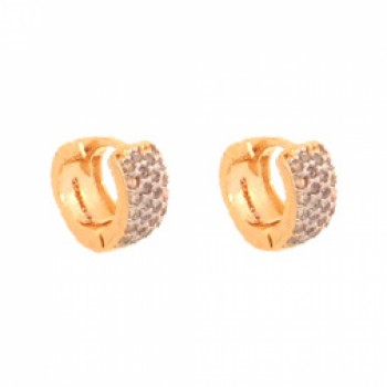 Brinco argola pequena zirconia cristal na frente lisa atras. 5mm. 150902