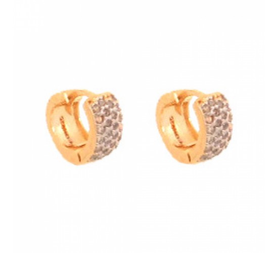 Brinco argola pequena zirconia cristal na frente lisa atras. 5mm. 150902