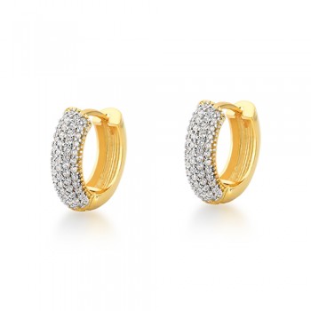 Brinco argola media pave zirconia cristal. 9mm. 150921