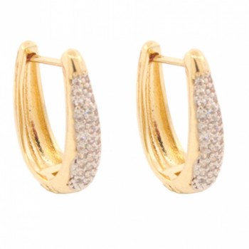 Brinco argola oval zirconia cristal na frente liso atras. 13mm. 150944