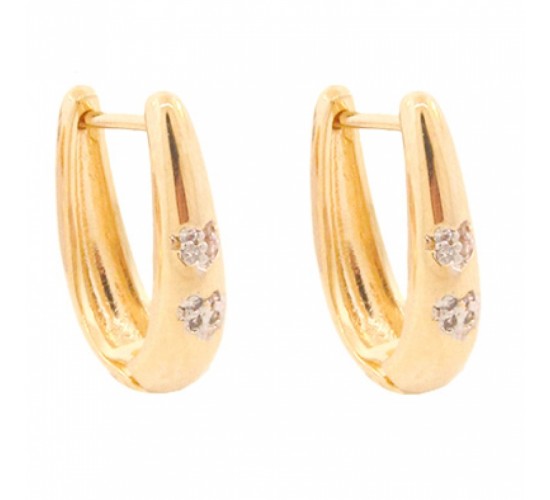 Brinco argola media oval coracoes zirconia cristal liso atras. 14mm. 150946