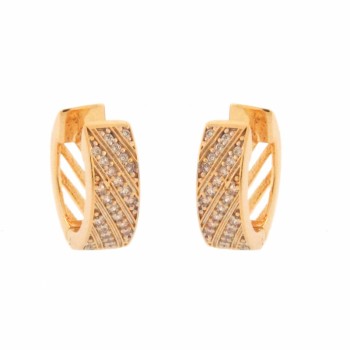 Brinco argola media zirconia cristal diagonal vazado atras. 9mm. 150952
