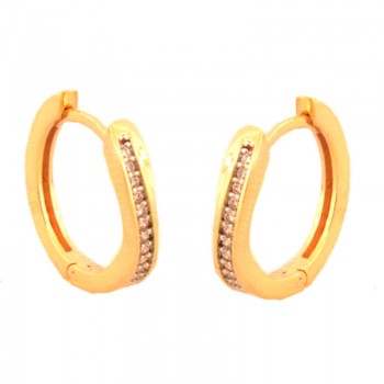 Brinco argola media sobreposto zirconia cristal. 11mm. 150958