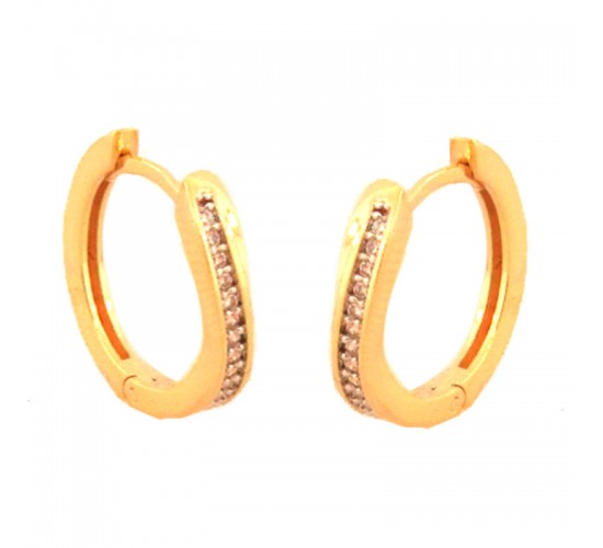 Brinco argola media sobreposto zirconia cristal. 11mm. 150958