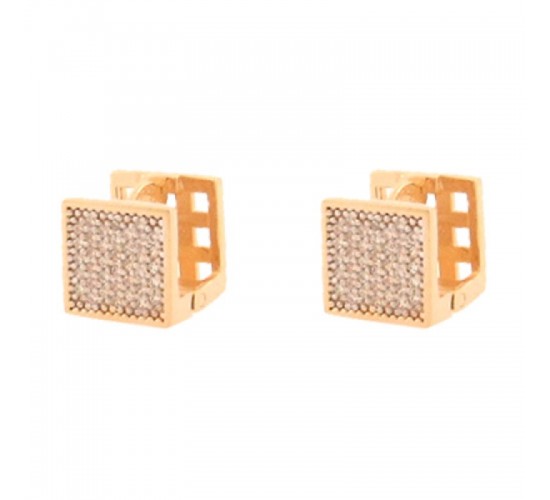 Brinco quadrado zirconia cristal na frente vazado atras. 4x4mm. 150973