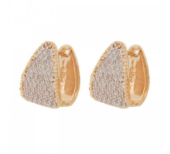 Brinco concha triangular zirconia cristal. 9x5mm. 150975