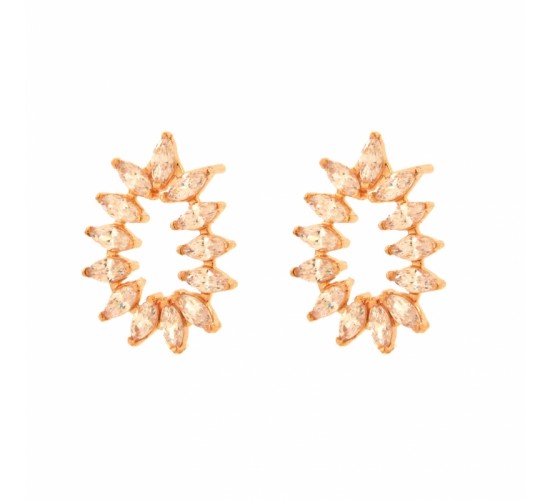 Brinco gota menor com navetes cristal. 15x11mm. 150978