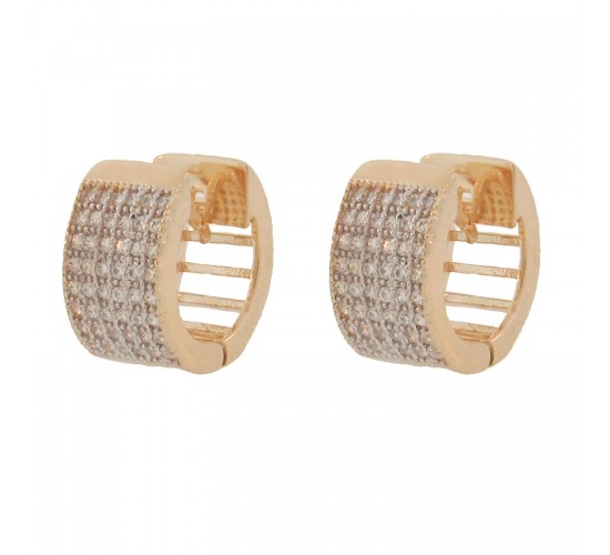 Brinco argola media zirconia cristal vazado atras. 9x3mm. 150980