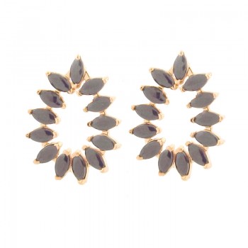 Brinco gota menor com navete negro. 15x11mm. 151096