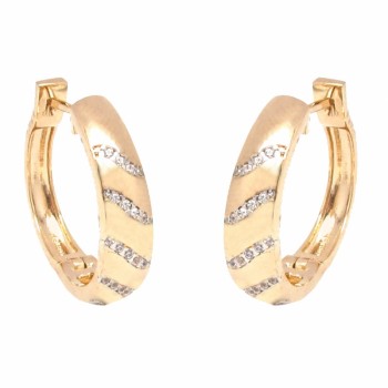 Brinco argola grande lisa com zirconia cristal diagonal. 151265