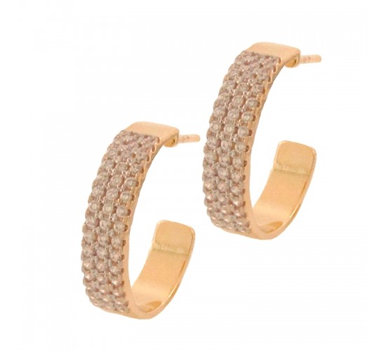 Brinco meia argola media zirconia cristal. 13mm. 151268
