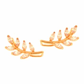 Brinco galho com folhas navete cristal. 14x5mm. 151276