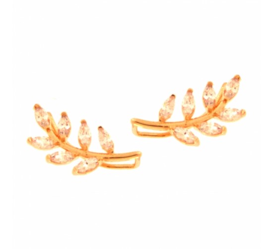 Brinco galho com folhas navete cristal. 14x5mm. 151276
