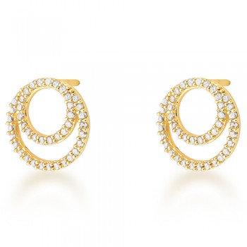 Brinco 2 circulos vazados zirconia cristal. 7mm. 151310