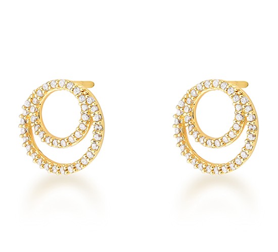 Brinco 2 circulos vazados zirconia cristal. 7mm. 151310