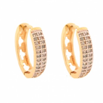 Brinco argola media oval zirconia cristal na frente vazada em cruz atras. 15.5mm. 151361