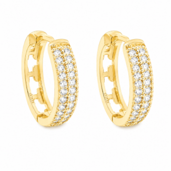 Brinco argola media oval zirconia cristal na frente vazada em cruz atras. 15.5mm. 151361 Brinco argola media oval zirconia cristal na frente vazada em cruz atras. 15.5mm. 151361