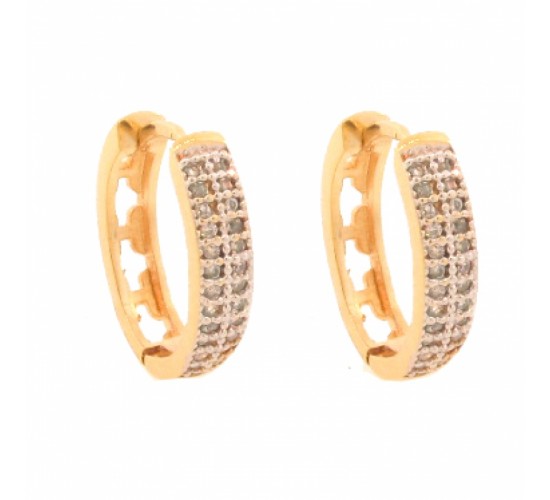 Brinco argola media oval zirconia cristal na frente vazada em cruz atras. 15.5mm. 151361
