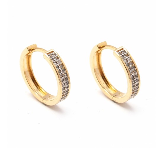 Brinco argola media zirconia cristal na frente lisa atras. 18mm. 151370