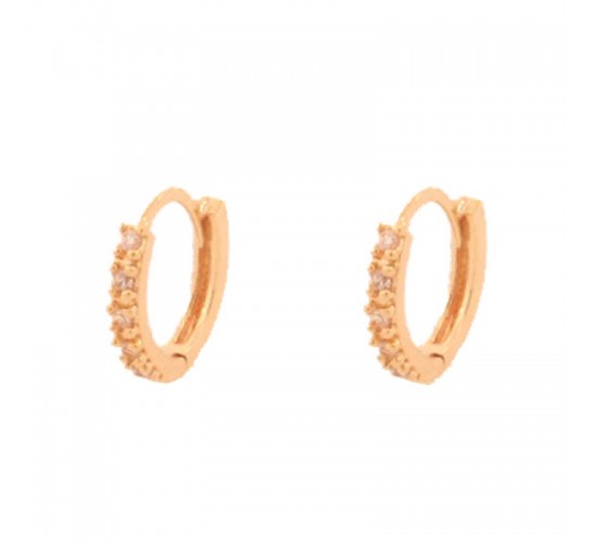 Brinco argola pequena zirconia cristal na frente. 11mm. 151372