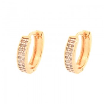 Brinco argola media redonda zirconia cristal na frente lisa atras. 13.5mm. 151376