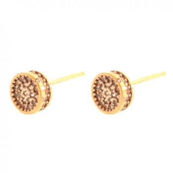 Brinco chuveiro redondo pequeno zirconia cristal em cima e em volta. 7.5mm. 151391