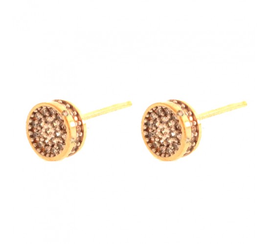 Brinco chuveiro redondo pequeno zirconia cristal em cima e em volta. 7.5mm. 151391