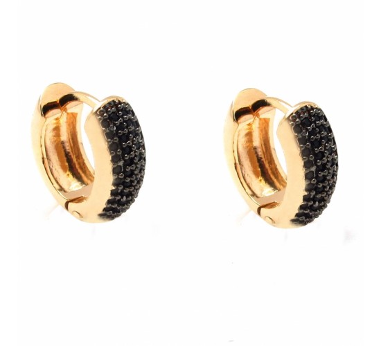 Brinco argola media pave zirconia negra. 14mm. 151410
