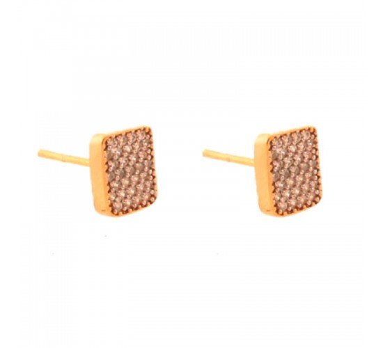 Brinco retangulo zirconia cristal. 6.5x8.5mm. 151414