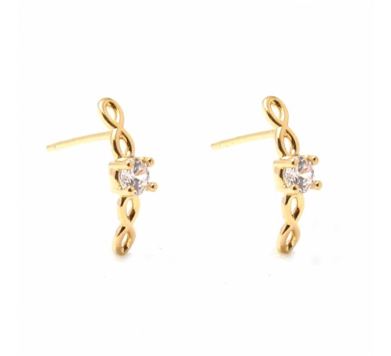 Brinco solitario infinito zirconia cristal no centro. 14.5mm. 151415