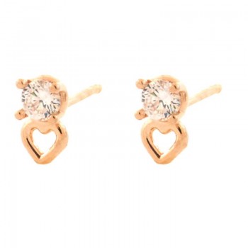 Brinco solitario zirconia cristal com coracao vazado. 151424 Brinco solitario zirconia cristal com coracao vazado. 151424
