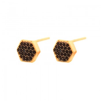 Brinco sextavado menor zirconia negra. 7x7mm. 151434