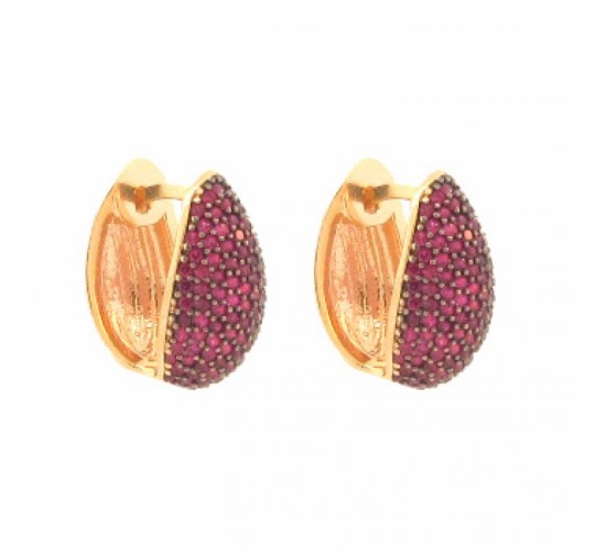 Brinco argola media concha zirocnia vermelha. 15.5x9.5mm. 151547