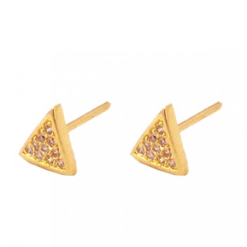Brinco chuveiro triangulo pequeno zirconia cristal. 6.5x6mm. 151557