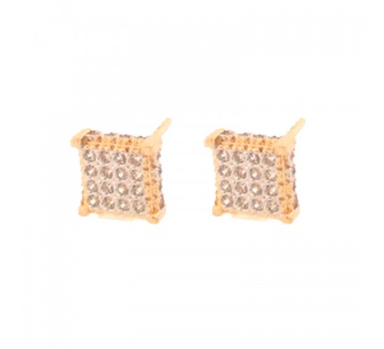 Brinco chuveiro quadrado pequeno zirconia cristal. 6.5x6.5mm. 151573