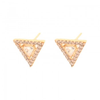 Brinco triangulo com zirconia cristal em volta. 9.5x9.5mm. 151578