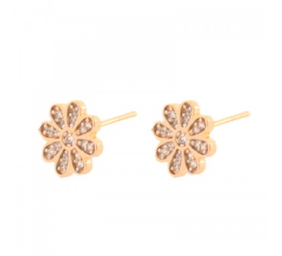 Brinco flor zirconia cristal. 9.5mm. 151580