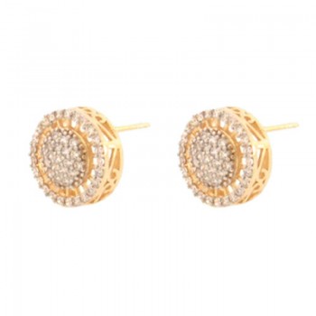 Brinco redondo vazado zirconia cristal. 10.5mm. 151602