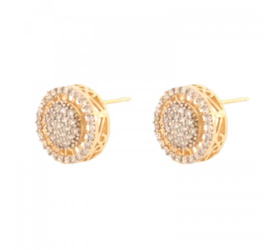 Brinco redondo vazado zirconia cristal. 10.5mm. 151602