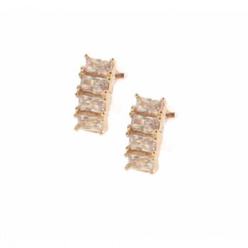 Brinco pequeno 4 baguetes cristal. 8.5x3.5mm. 151613