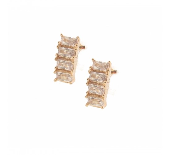 Brinco pequeno 4 baguetes cristal. 8.5x3.5mm. 151613