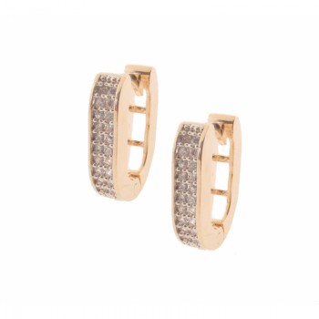 Brinco argola retangular zirconia cristal, vazado atras. 9.5mm. 151624